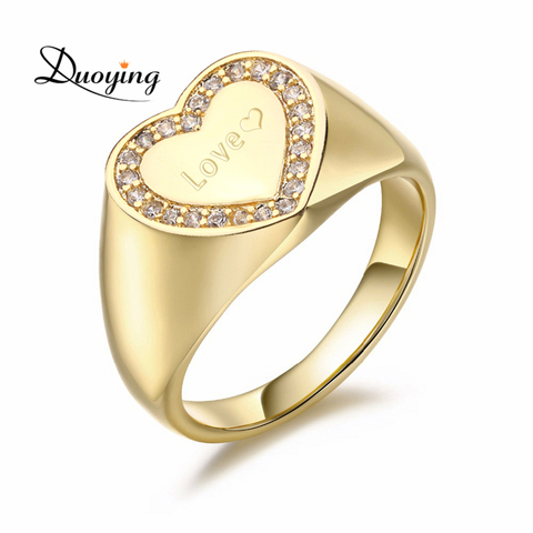 DUOYING CZ Custom Ring Personalized Rings Men Antique Heart Custom Engraved Name Jewelry ► Photo 1/6