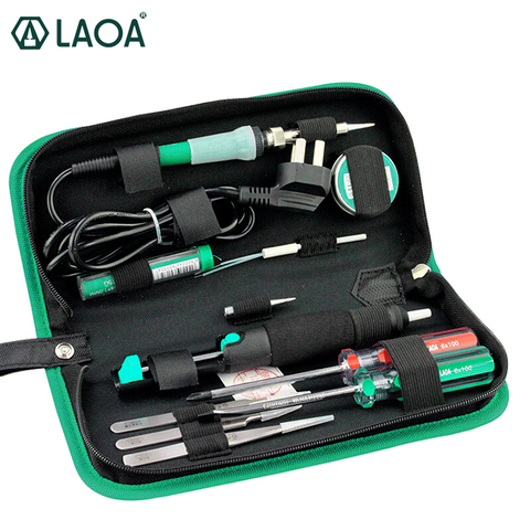 LAOA 12PCS Electric Soldering Iron Set With Screwdrivers Tweezers Tin Wire Soldering Paste For Repairing PC Cellphone Laptop ► Photo 1/5