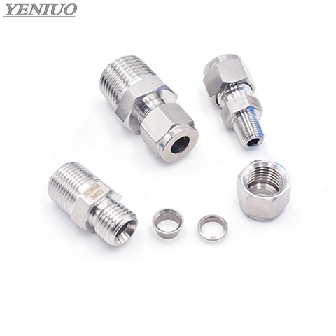 SS 304 Stainless Steel Double Ferrule Compression Connector 6mm 8mm 10mm 12mm Tube to 1/8