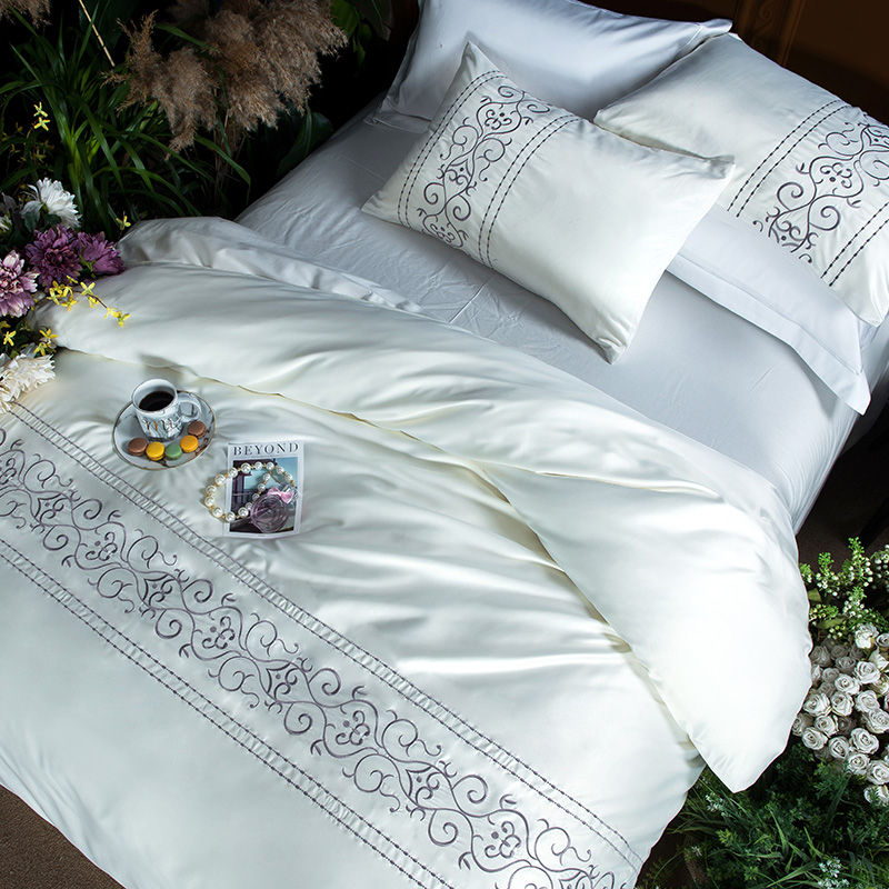 Bedsheets Linen Embroidery Duvet Cover, Silk Bedding King Size
