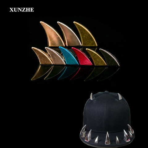 XUNZHE 10pcs/lot Ox horn Design shape Rivet Stud Punk Rock perforated color Studs Leather craft Rivet Bullet Spikes clothing/hat ► Photo 1/6