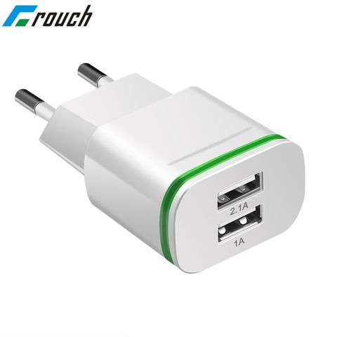 EU US Plug 2 Ports LED Light USB Charger 5V 2A Wall Adapter Mobile Phone Micro Data cable Charging For iPhone iPad Samsung ► Photo 1/6