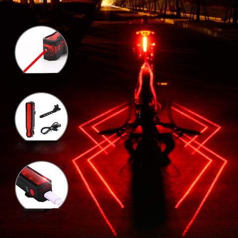 Folding Laser Bike Light Front Rear Safety Warning Bicycle Light USB Rechargeable Bike Tail Rear Light Waterproof Cycling Lamp ► Photo 1/6