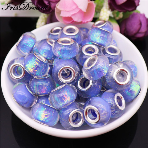 10Pcs/Lot Wholesale Glitter Big Hole DIY Spacer Beads for Jewelry Making Bead fit Pandora Charm Bracelet Snake Chain Necklace ► Photo 1/6