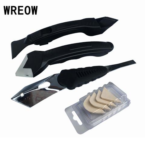 1Set Silicone Trowel Scraper Caulk Sealant Spreader Spatula Cement Finish Cleaner Tool Remover Set Interchangeable pads Y7 ► Photo 1/6