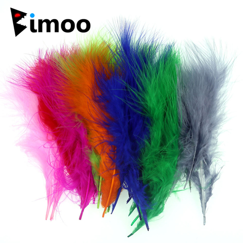 Bimoo 50pcs/Pack Colored Long Marabou Feather for Tying Streamer Flies Lead Jig Woolly Bugger Leech Fly Bait Fish Tying Material ► Photo 1/6