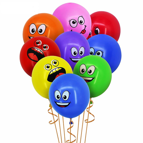 10pcs/lot 12inch Cute Printed Big Eyes Smiley Latex Balloons Happy Birthday Party Decoration Inflatable Air Ballons Kids Gifts ► Photo 1/6