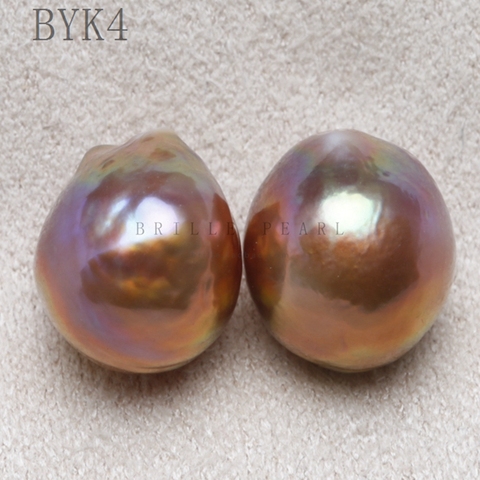 Edison baroque natural pearl pair of irregular water drop beads purple pink golden pearl for diy drop earring jewelry making BYK ► Photo 1/6