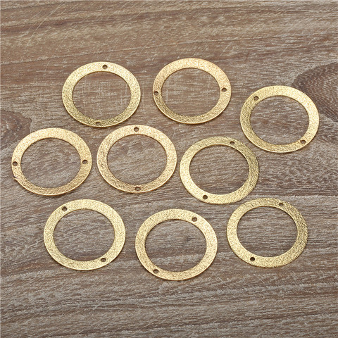 50PCS/lot 22mm Stardust Double Holes Copper Charm Pendants Geometry Brass Flat Round Charms Fit Bracelets Jewelry DIY Making ► Photo 1/6