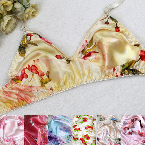 100% silk bra Wireless Ultrathin bra double faced silk  bra underwear ► Photo 1/1