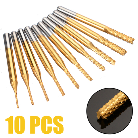 10pcs 0.8-3.175mm PCB Drill Bits High Hardness End Mill Tool Set For CNC Milling Engraving Cutter ► Photo 1/6