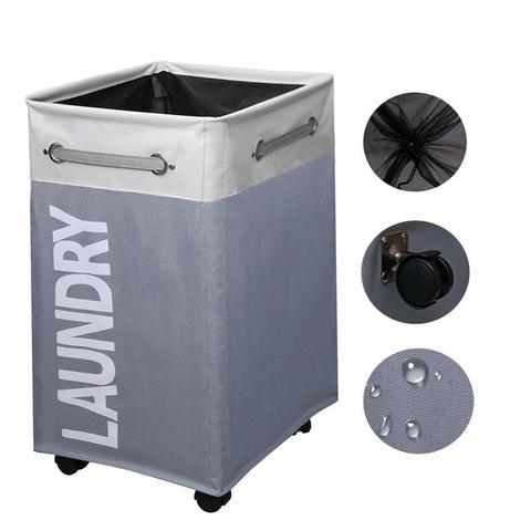 Collapsible Laundry Basket Large with Handles-Splicing Laundry Hamper on Wheels-Tall  Foldable Cloth Organizer Storage ► Photo 1/6