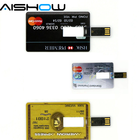 New Hot sale pendrive 4GB/8GB/16GB/32GB/64GB Bank Credit Card Shape USB Flash Drive Pen Drives Memory Stick best gifts ► Photo 1/6