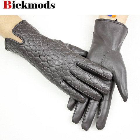 Sheepskin leather gloves women's touch screen fashion embroidery style new cashmere lining autumn and winter warm gloves ► Photo 1/6