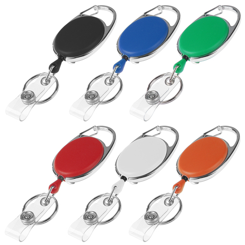 1PC Retractable Pull Keychain Badge Reel ID Lanyard Name Tag Card Holder Reels Recoil Belt Key Ring Chain Clips ► Photo 1/6