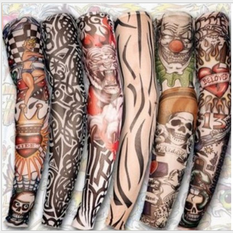 1pc hot sale tattoo sleeve  styles elastic Fake 100%nylon Arm stocking beloved girl Buddha Wolf Dragon design halloween cool men ► Photo 1/6