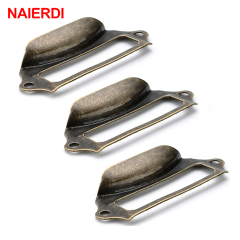 10pcs NAIERDI Antique Handles Box Label Retro Pull Frame Handle Name Card Holder Knob For Cabinet Drawer Door Furniture Hardware ► Photo 1/6