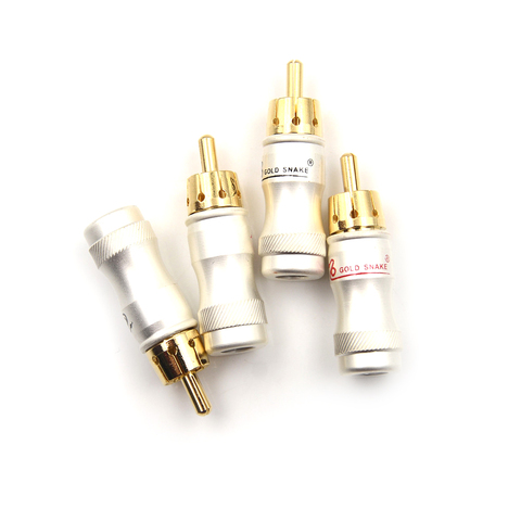 4pcs/lot Male Audio Video Connector Gold Adapter For Cable DIY gold snake RCA Plug HIFI Goldplated Audio Cable RCA ► Photo 1/4