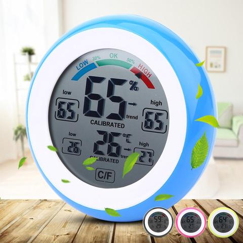 Digital LCD Display Indoor Thermometer Hygrometer Round Wireless Electronic Temperature Humidity Meter Weather Station Tester ► Photo 1/6