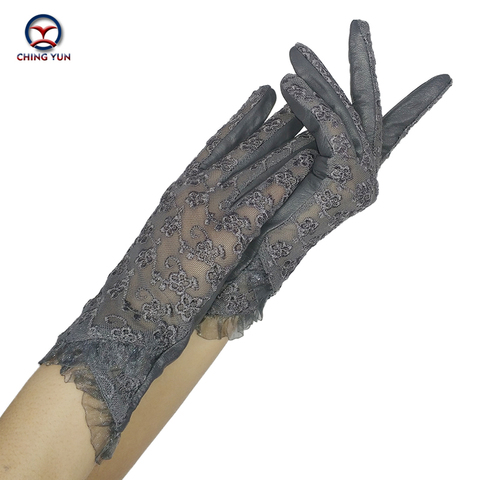 CHING YUN Women Lace Gloves 2022 New Spring Woman Ultra-thin Gloves Leather Solid Women's Fashion Soft Sheepskin Ladies Gloves ► Photo 1/6