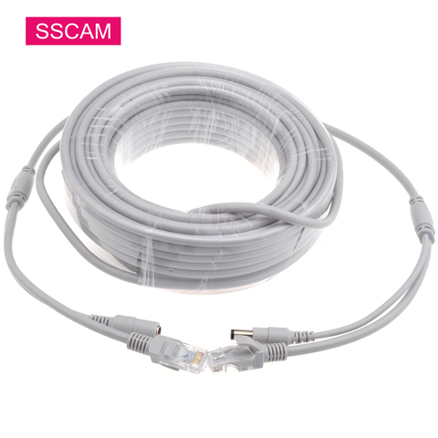 IP Camera 5M/10M/15M/20M/30M Ethernet RJ45 Cable CAT5/CAT-5e RJ45 + DC Power Gray Cables for IP Network Camera NVR CCTV System ► Photo 1/4