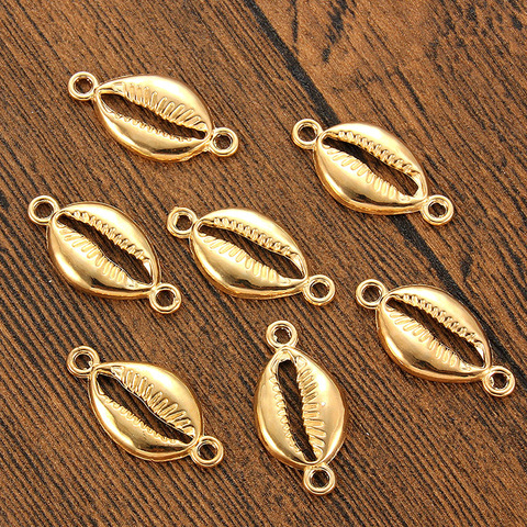 10pcs Bohemian Gold Cowrie Conch Shell Connectors Charms Spacer Beads Making DIY Handmade Finding Jewelry ► Photo 1/6