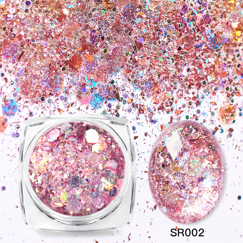 Mtssii 3D Mixed Hexagon 8 Color Nail Dust Sets Holo Glitter Sequins Flakes Manicure Decoration Nail Art Tips ► Photo 1/6
