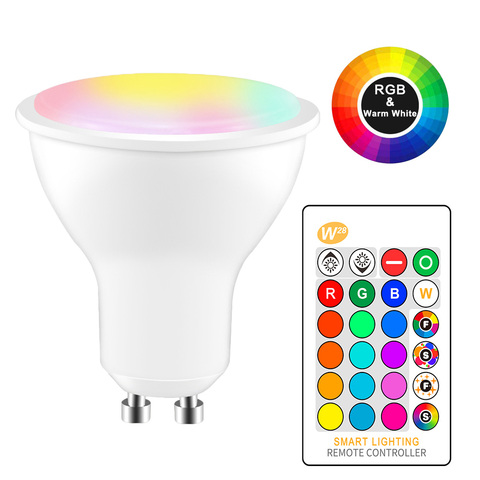 GU10 RGB LED Bulb 8W IR Remote Control AC 85-265V Atmosphere Lighting 16 Color Changeable Decorative Lights Warm white ► Photo 1/6