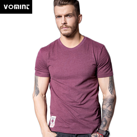 VOMINT New Solid T-Shirt Mens Short Sleeve T-shirt Cotton Multi Pure Color Fancy Yarns Washing Tee Shirt for male V7S1T001 ► Photo 1/6