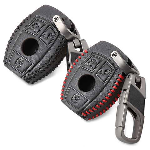 Genuine Leather Men Car Key Bag Case Cover Key Holder Chain For Mercedes Benz AMG W203 W210 W211 W124 W202 W204 W205 W212 W176 ► Photo 1/5