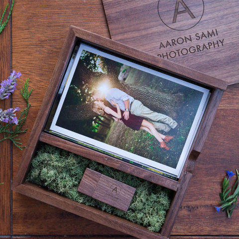 (Free logo or words names engraving) Wooden Photo Album Box USB 3.0 Pendrive DIY Engraved Logo Wedding Memory ► Photo 1/6