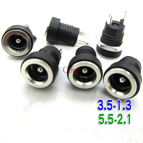 3A 12V For DC Power Supply Jack Socket Female Panel Mount Connector 5.5mm 2.1/2.5mm Plug Adapter 2 Pins 5.5*2.1 5.5X2.5 3.5-1.3 ► Photo 1/5
