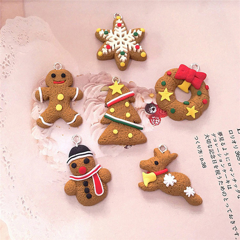 6/11 Pcs Mini Gingerbread Man Christmas Ornaments Deer Snowman Chrismas Tree Pendant Decoration New Year Decor Party Supplies ► Photo 1/6