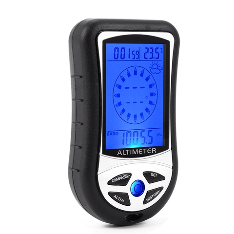 8in1 LCD Digital Altimeter Compass Barometer Thermometer Weather Forecast Time Calendar Blue Backlight Portable Hiking Hunt Tool ► Photo 1/6