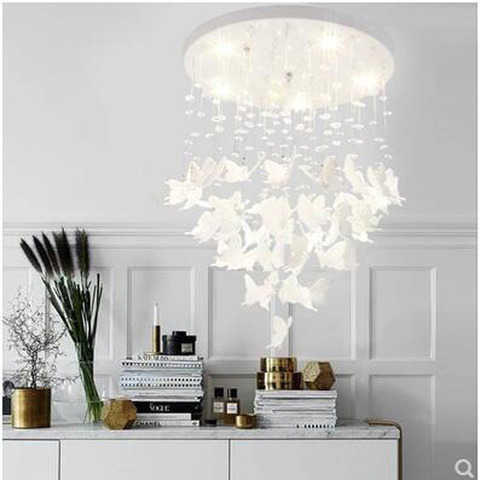 L Butterfly chandelier Nordic restaurant bedroom simple modern creative porch cloakroom crystal ceiling Princess room lamp led ► Photo 1/6