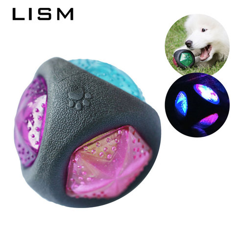 Glowing Ball Dog Light Up Toy Led Flashing Interactive Rubber Ballsb Dog  Chew Toys Teeth Cleaning Toys For Small Large Dogs