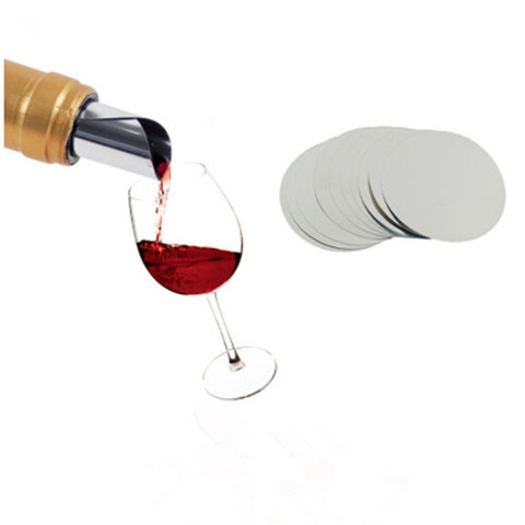10pcs/set Foldable Wine Pourer Aluminum Foil Silver Wine Pourer Disc Foldable Flexible Drip Stop Pour Spouts Disk ► Photo 1/5