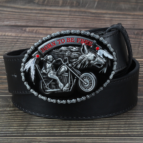 Motorcycle And Wolf Buckle Fashion Decorative Belt For men ► Photo 1/6