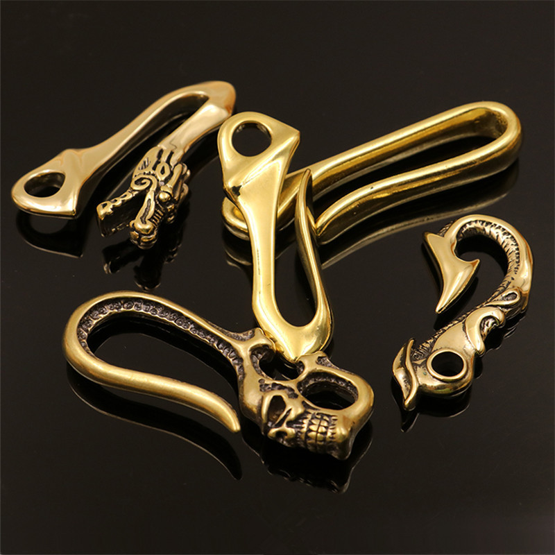 Steel Key Chain Keyrings Key Holder Belt Clip Fob Pants Keychains Brass 
