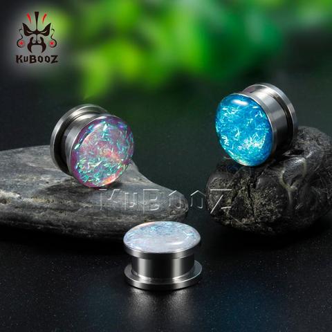 KUBOOZ Ear Tunnel Plug Piercing Ring Stainless Steel Body Piercing Jewelry Expander Stretchers Gauges Fashion Earring Gift 2PCS ► Photo 1/6
