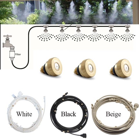 E441 Water Misting Cooling System Kit summer Sprinkler brass Nozzle Outdoor Garden Greenhouse park Plants Spray Hose Watering ► Photo 1/6