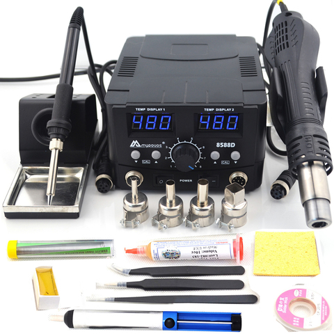 2 IN 1 800W LED Digital Soldering Station Hot Air Gun Rework Station Electric Soldering Iron For Phone PCB IC SMD BGA Welding ► Photo 1/6
