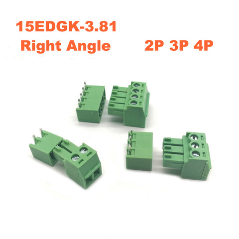 50pcs Pitch 3.81mm 15EDGK Right Angle Pin 2P 3P 4P Screw Plug-in PCB Terminal Block Male/Female Pluggable Connector Morsettiera ► Photo 1/4