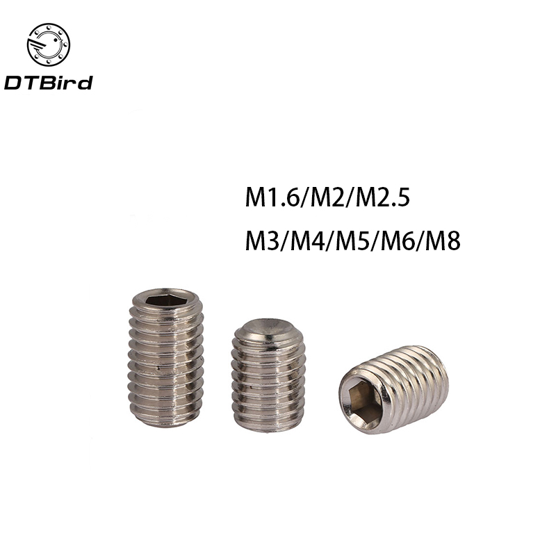 M1.2-M8 Stainless Steel Slotted Head Flat Point End Headless Grub Bolt Set Screw