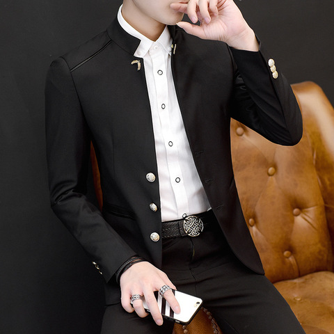new spring 2022 men's leisure blazer collar small blazer The wedding dress best man blazer ► Photo 1/3