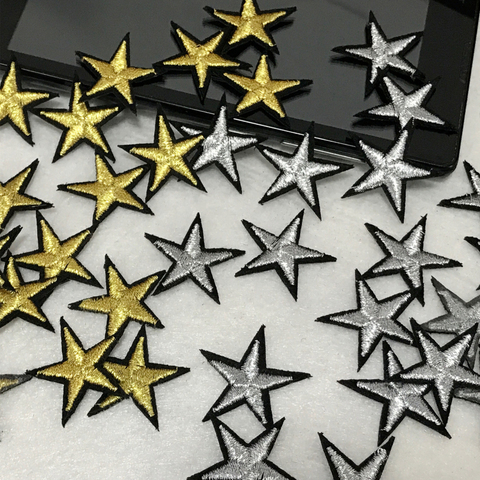 10Pcs Gold Silver Star Embroidered Iron On Badges Patches For Clothing Cartoon Motif Applique Sticker For Clothes RP55 ► Photo 1/4
