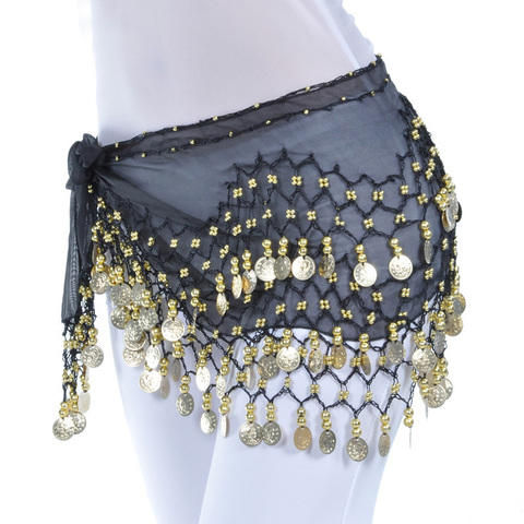 Lady Women Belly Dance Hip Scarf Accessories 3 Row Belt Skirt With Gold bellydance Tone Coins Waist Chain Wrap Adult Dance Wear ► Photo 1/5