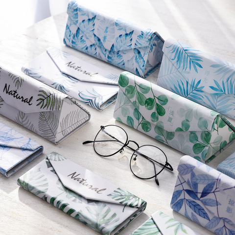 Student myopia folding glasses case sunglasses women and men glasses box fresh portable  flamingo leaves banana leaf glasses box ► Photo 1/5