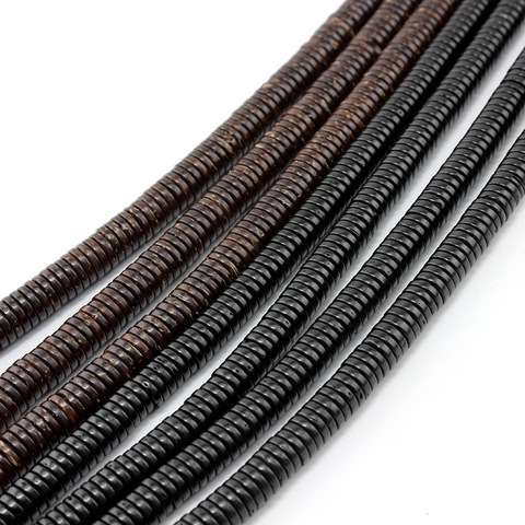 100pcs/lot Black Brown Color Natural Wood Coconut Shell Beads Flat Round Rondelle Spacer Bead for DIY Jewelry Making 6 8 10 12mm ► Photo 1/6