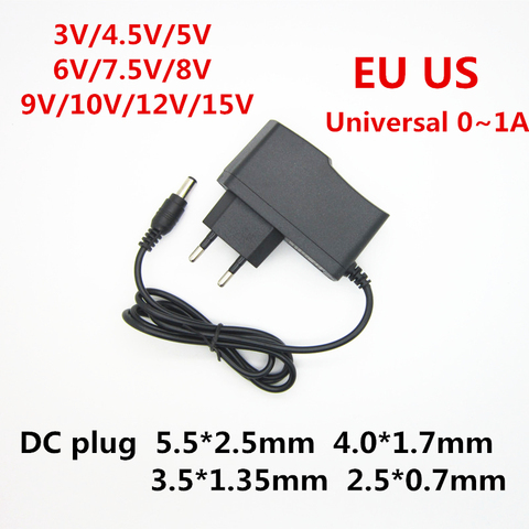 AC 110-240V DC 3V 4.5V 5V 6V 7.5V 8V 9V 10V 12V 15V 1A Universa power supply adapter transformer charger for LED light strip ► Photo 1/2